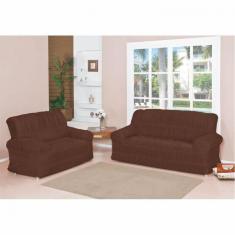 Capa de Sofá Elásticada Malha Gel 02 e 03 Lugares Tabaco