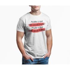 Camiseta ECF Masculina Aceite o que não pode mudar Manga Curta Branca Poliester