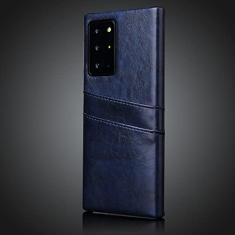 Estojo fino para cartão traseiro em couro retrô para Samsung Galaxy S20 S21 S22 S10 S9 S8 Plus Note 8 9 10 20 Ultra Cover, azul marinho, para Note 8