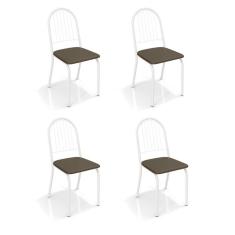 Conjunto com 4 Cadeiras de Cozinha Noruega Branco e Marrom