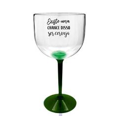 4 Taças Gin Transparente Com Base Verde Personalizada Para Live