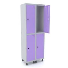 Guarda Volume Roupeiro 4 Portas Aço GRP 502/4 Pandin Móveis Cinza/Lilás