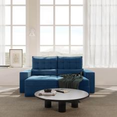 Sofá Retrátil e Reclinável 3 Lugares 220cm Embaúba Extra Cabecasa Madeiramadeira Azul Diamante