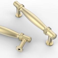 Asidrama Pacote com 10 maçanetas de armário de cozinha douradas de 96 mm, puxadores de armário de cozinha para puxadores de gaveta de armário