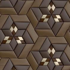 Papel De Parede 3D Marrom E Dourado Geometrico Autocolante - LRP
