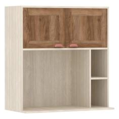 Armário Aéreo de Cozinha 80cm 2 Portas 4 Prateleiras e Nicho Microonda