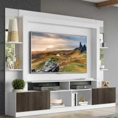 Rack c/ Painel e Suporte TV 65" Prateleiras c/ Espelho Oslo Multimóvei