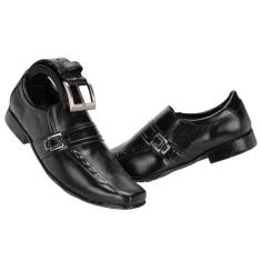 Kit Sapato Social Couro e Cinto Leoppé Masculino, 40, Preto
