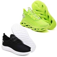 Tênis Esportivo Academia Para Treino - 2 Pares Verde/Preto - Evoltenn,
