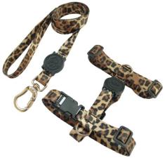 Coleira Peitoral H Anti-puxão Para Cachorro com Guia Oncinha - Única M