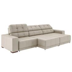 Sofá Sala de Estar Retrátil e Reclinável 5 Lugares Lisboa 320cm Couro 