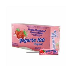 Pirulito mastigável yogurte 100 morango com 50 unidades dori