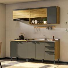 Cozinha Completa Magnólia 7 PT 3 GV Mel e Grafite - Modern