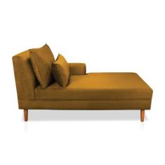 Divã Chaise Jade 1,60 Cm Pés chanfrado Suede Mostarda - Neros Interior