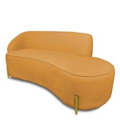 Sofá 4 Lugares Orgânico 220cm Pé Dourado Morgan Bouclê D03 - D`Rossi