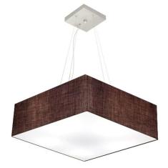 Lustre Pendente Quadrado Vivare Md-4032 Cúpula Em Tecido 15/5