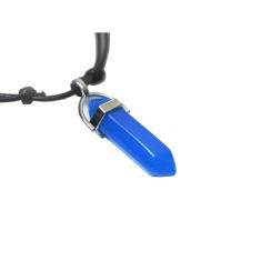 Colar Pedra Obelisco Brilha No Escuro Azul Regulável