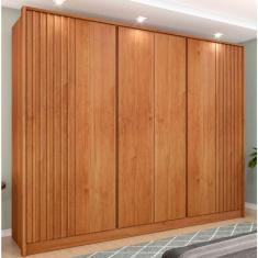 Guarda Roupa Casal 6 Portas 6 Gavetas Barcelona Ripado Tcil Móveis - Cinamomo