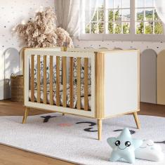 Berço Minicama Americano 3 em 1 Luly 100% Mdf Espresso Móveis Off White/Amêndoa