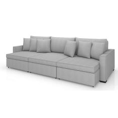 Sofá 5 Lugares Retrátil e Reclinável Rivera Linho Bouclé Cinza 295 cm