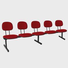 Cadeira Escritório Longarina 5 Lugares Estofada Ecoflex