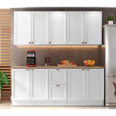 Cozinha Completa 4 Peças 9 Portas 2 Gavetas Unna Espresso Móveis Branco