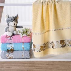 Toalha De Banho Infantil Com Barra Ponto Cruz 75X110
