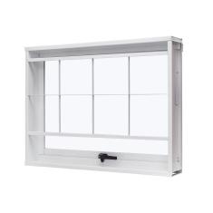 Janela De Aço Maxim-ar 60x80cm Com Grade Quadriculada E Vidro Liso Unicsol Ramassol Branco