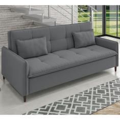 Sofá Cama Reclinável 3 Lugares 213cm Veludo Lima Grafite