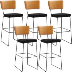 Kit 05 Banquetas Altas Sala De Jantar Fixa Allana L02 material sintéti