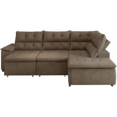 Sofá de Canto Retrátil e Reclinável com Chaise 3 Lugares Takei Viviane