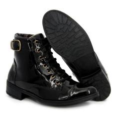 Botinha Sneaker Fivela Feminina Cano Baixo Verniz-Feminino