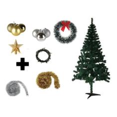 Árvore De Natal Decorada 2,10 Cm 450 Galhos Com 7 Itens