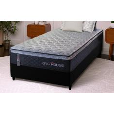 Conjunto Cama Box Solteiro Dakota Preto 88x188x57 Espuma D33