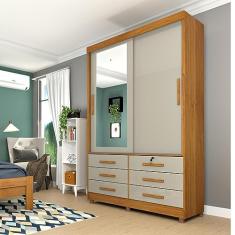 Guarda Roupa Solteiro com Espelho 2 Portas 6 Gavetas Chicago Tcil Móveis