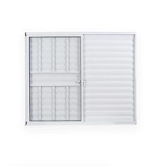 Janela de Alumínio Veneziana 100x120cm 3 Folhas 1 Fixa com Grade e Vidro Liso Soft Plus MGM