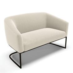 Sofá Namoradeira 2 Lugares Base Industrial Preto Stella Bouclê Bege D03 - D`rossi