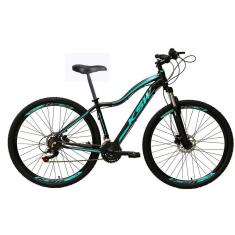 Bicicleta Feminina Aro 29 Ksw Mwza Alumínio 27v K7 Freio Disco Mecânico - Preto-azul Tam.17