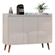 Balcao Buffet Retrô Delta 3 Portas Branco Gloss - MoveisAqui
