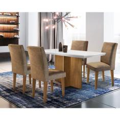 Conjunto Sala de Jantar Olimpia com 4 Cadeiras Grécia Rufato, Imbuia/O