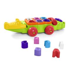 Jacaré Didático Brinquedo Infantil Pedagógico Com Formas De Encaixar E Telefone