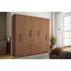Guarda Roupa Casal 8 Portas e 6 Gavetas c/ Pés Master 8.6 Jatoba - Santos Andirá