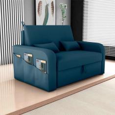 sofá-cama casal 2 lugares lady dai com baú suede petróleo