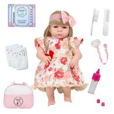 Bebê Reborn 100% Silicone Loira Pode Dar Banho Completa - Cegonha Rebo