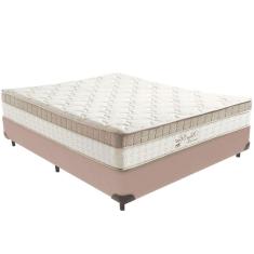 Cama Box Bege E Colchão King Best Bege Molas Ensacadas Casal Anjos
