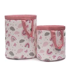 Cesto Organizador de Brinquedos e Roupas infantil  Menina 02 Peças - D