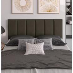 Cabeceira casal Laura 1,40 Almofadada Sued Marron - Gaio e Cia