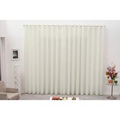 Cortina Varão Voil Xadrez Pérola 2,80x2,30 Forro Microfibra