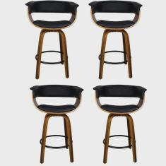 Kit com 4 Banquetas Base Madeira Betim