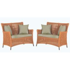 2 Sofás área Externa Igapó Alumínio Pintura Marrom Corda Náu Terra Cota